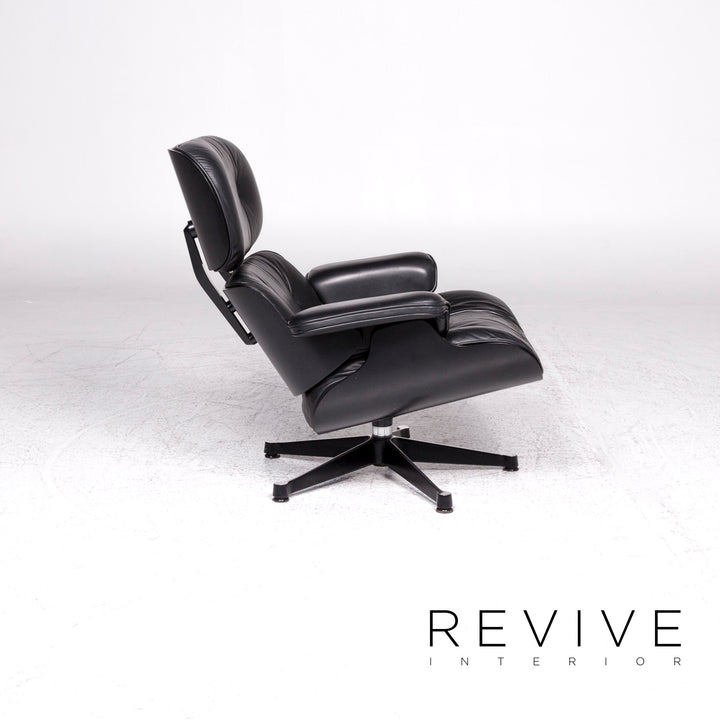 Vitra Eames Lounge Chair Designer Leather Armchair Black incl. Stool #9378