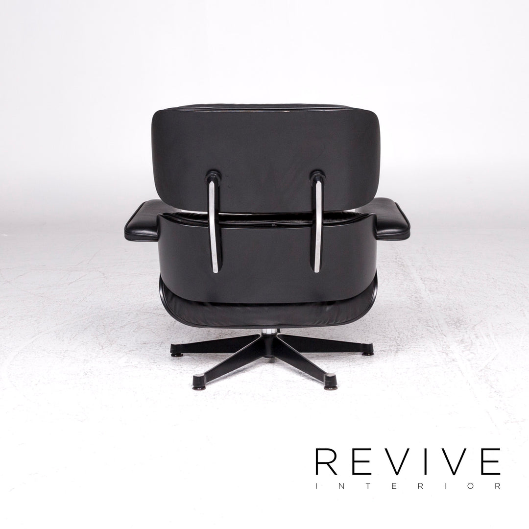 Vitra Eames Lounge Chair Designer Leather Armchair Black incl. Stool #9378