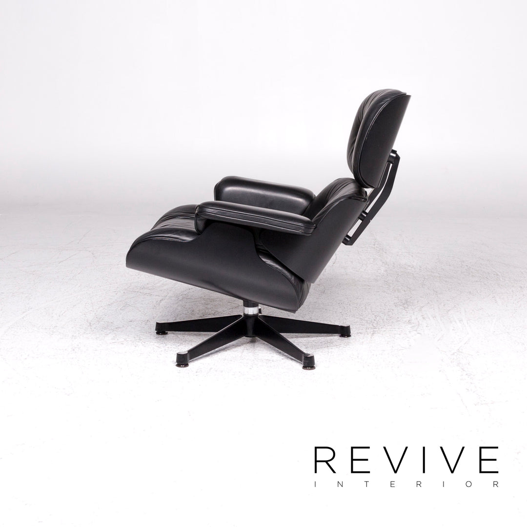 Vitra Eames Lounge Chair Designer Leather Armchair Black incl. Stool #9378