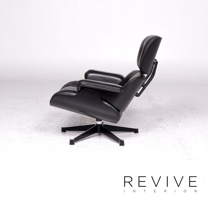Vitra Eames Lounge Chair Designer Leather Armchair Black incl. Stool #9378