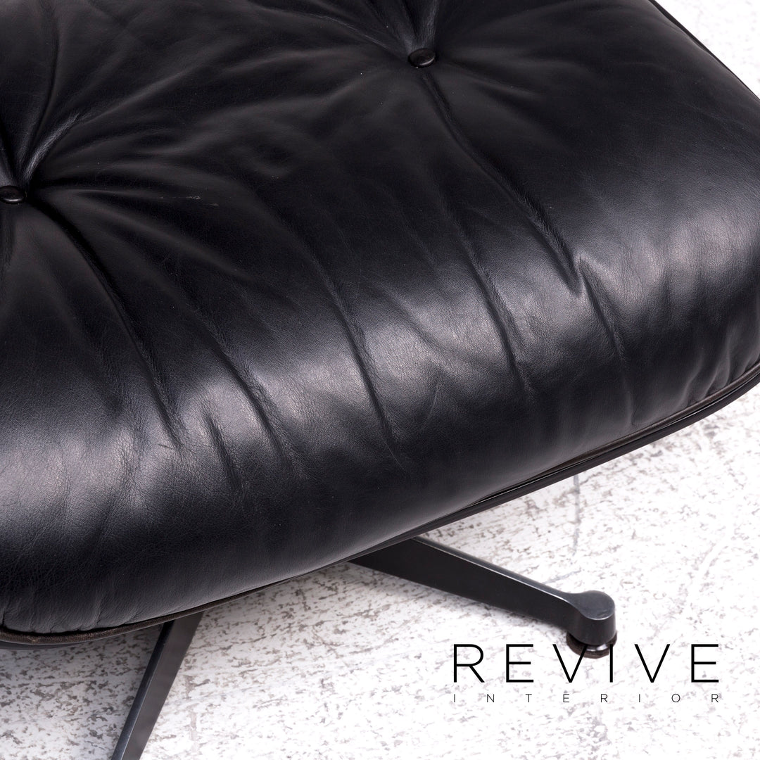 Vitra Eames Lounge Chair Designer Leather Armchair Black incl. Stool #9378
