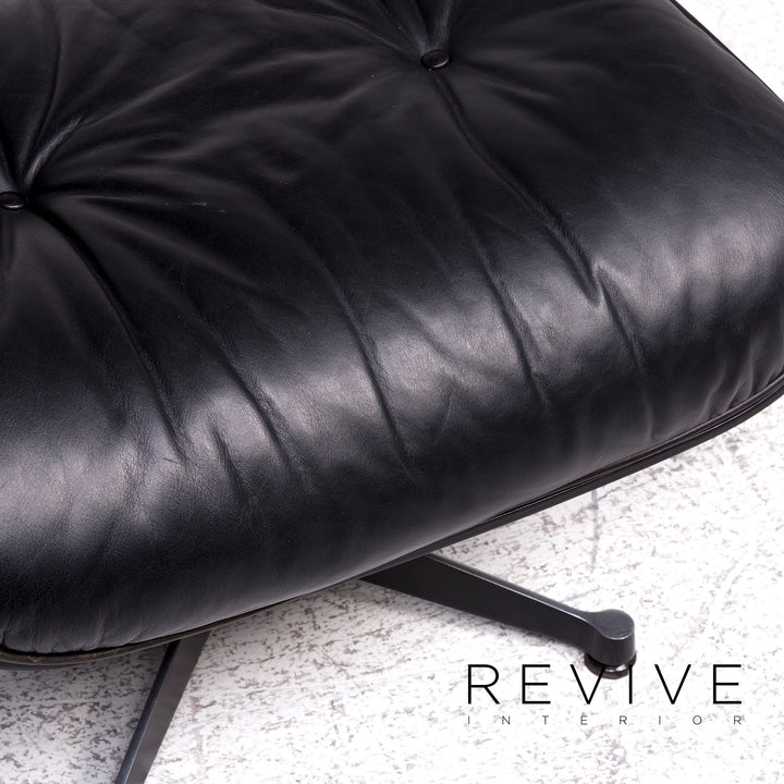 Vitra Eames Lounge Chair Designer Leather Armchair Black incl. Stool #9378