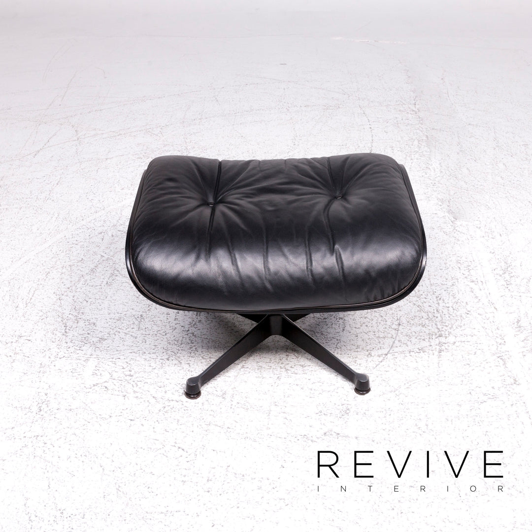 Vitra Eames Lounge Chair Designer Leather Armchair Black incl. Stool #9378