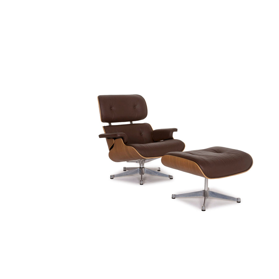 Vitra Eames Lounge Chair incl. Ottoman Leather Armchair Brown Charles &amp; Ray #12368