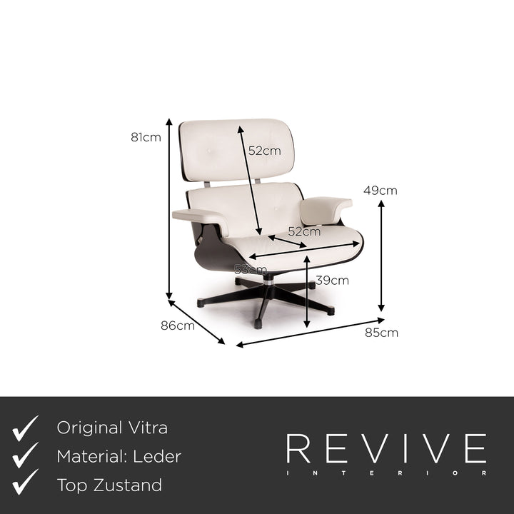 Vitra Eames Lounge Chair inkl. Ottoman Leder Sessel Weiß