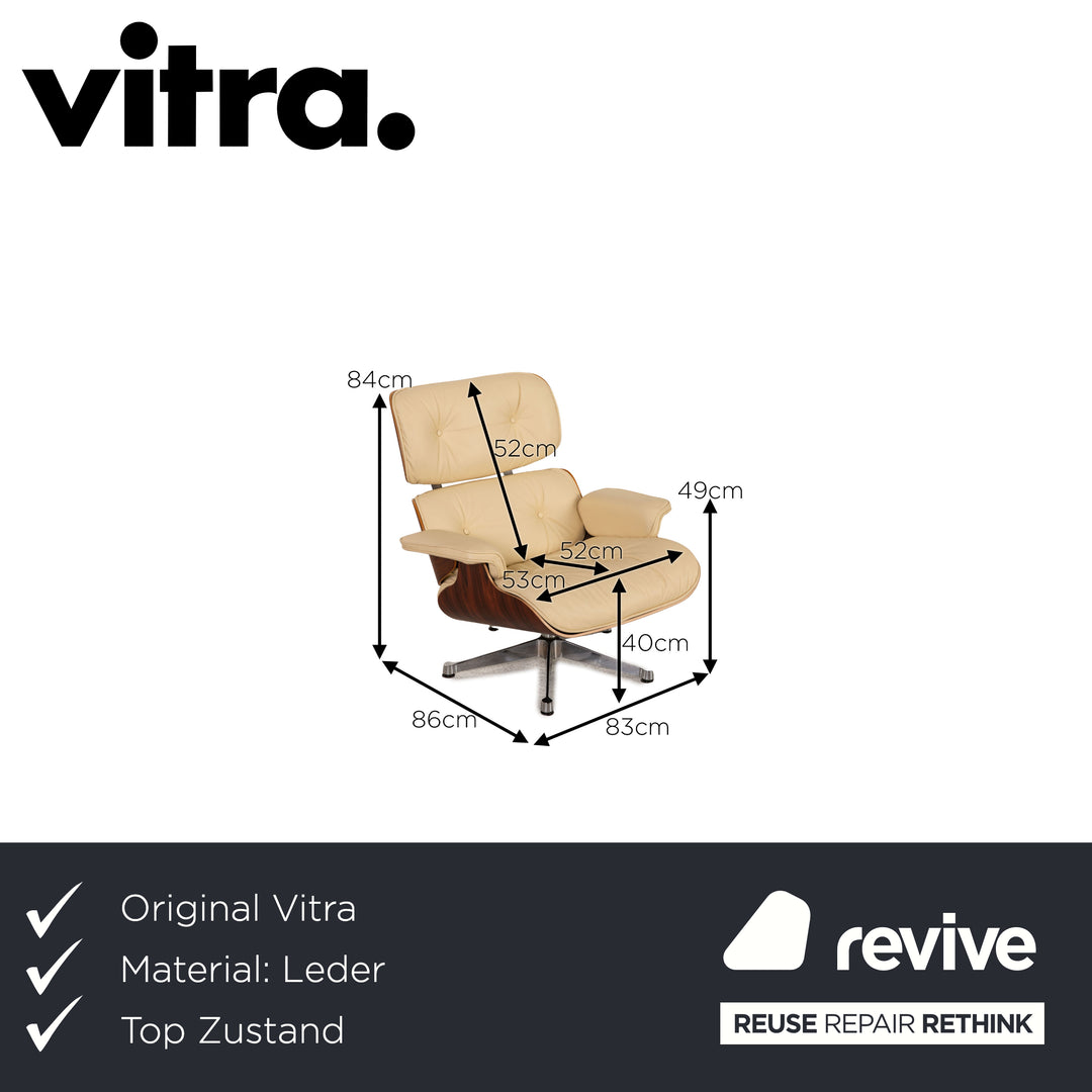Vitra Eames Lounge Chair Leather Armchair Cream