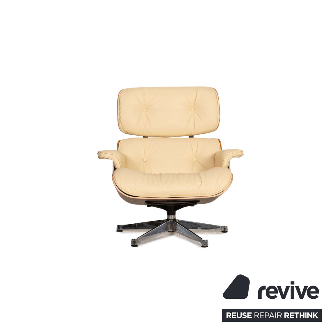 Vitra Eames Lounge Chair Leather Armchair Cream