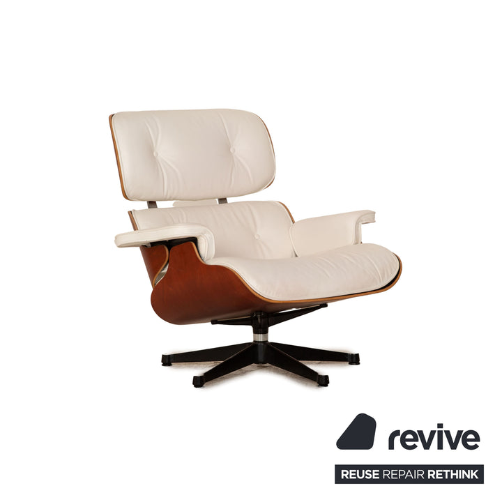 Vitra Eames Lounge Chair Fauteuil en cuir Crème avec Otto