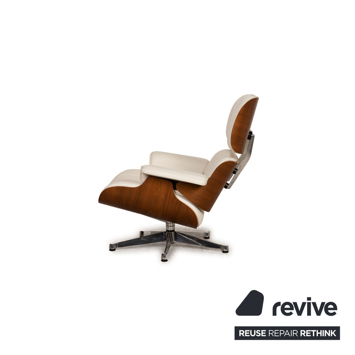Vitra Eames Lounge Chair leather armchair cream incl. ottoman