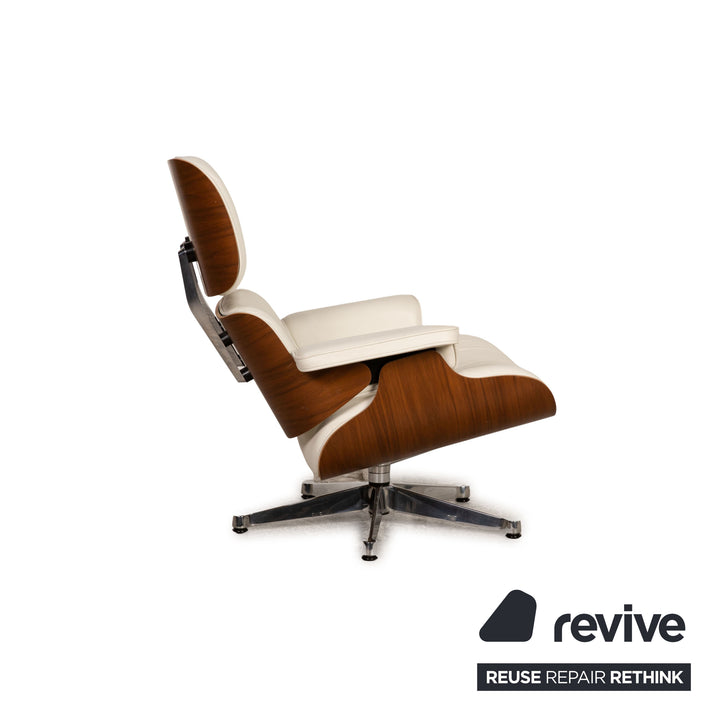 Vitra Eames Lounge Chair leather armchair cream incl. ottoman