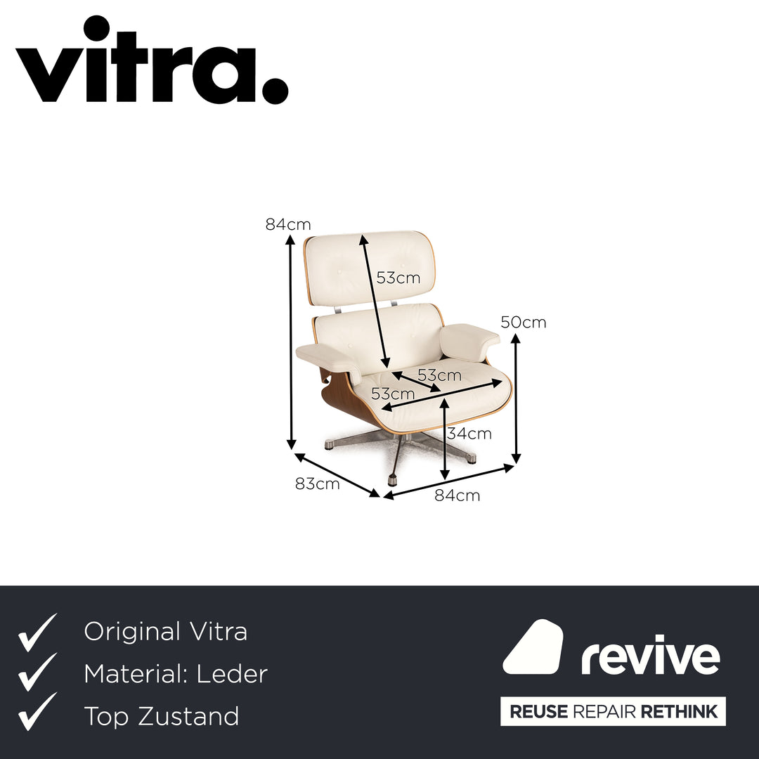 Vitra Eames Lounge Chair leather armchair cream incl. ottoman