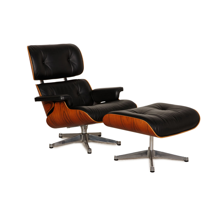 Vitra Eames Lounge Chair Leder Sessel Schwarz inkl. Hocker