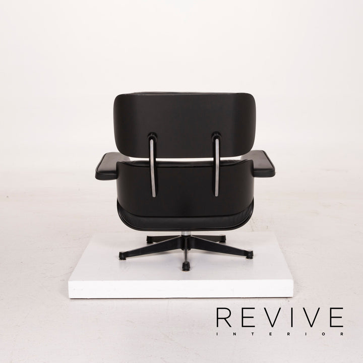 Vitra Eames Lounge Chair Leather Armchair Black with Ottoman #14836