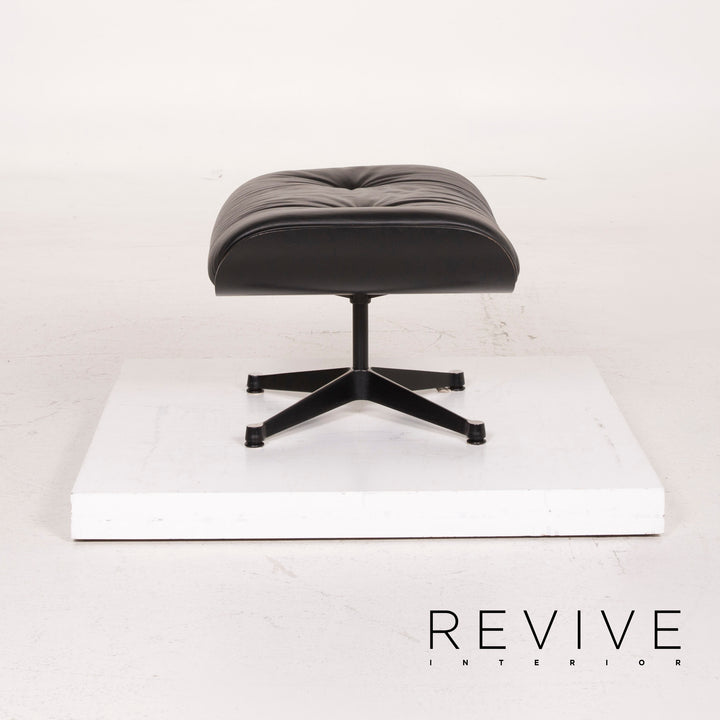Vitra Eames Lounge Chair Leather Armchair Black with Ottoman #14836