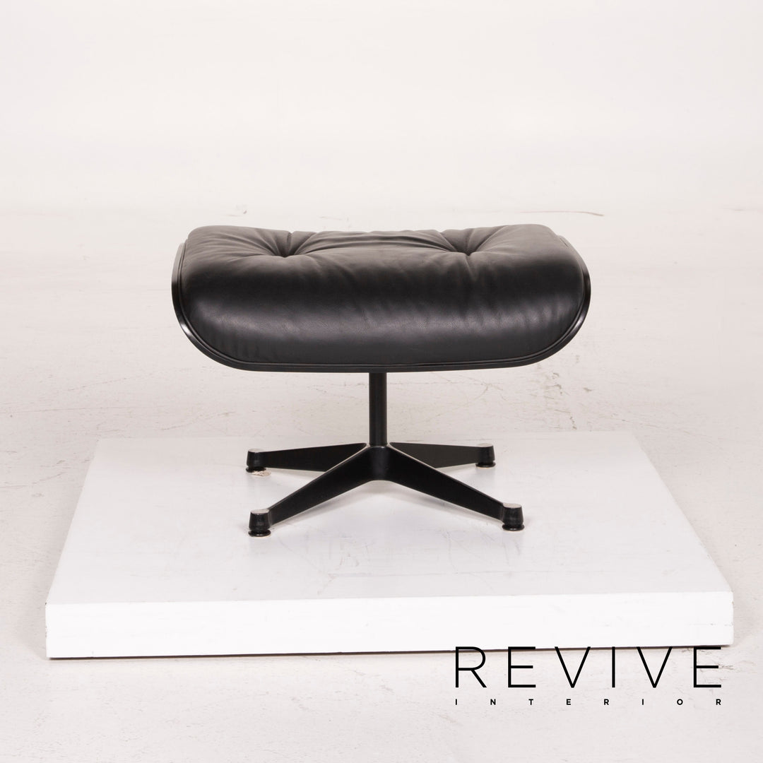Vitra Eames Lounge Chair Leather Armchair Black with Ottoman #14836
