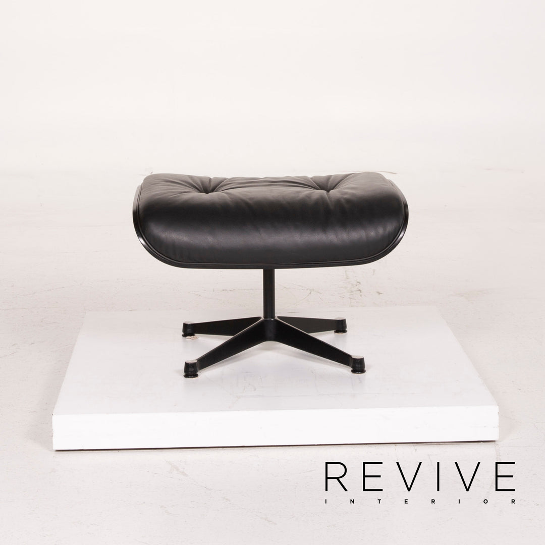 Vitra Eames Lounge Chair Leather Armchair Black with Ottoman #14836