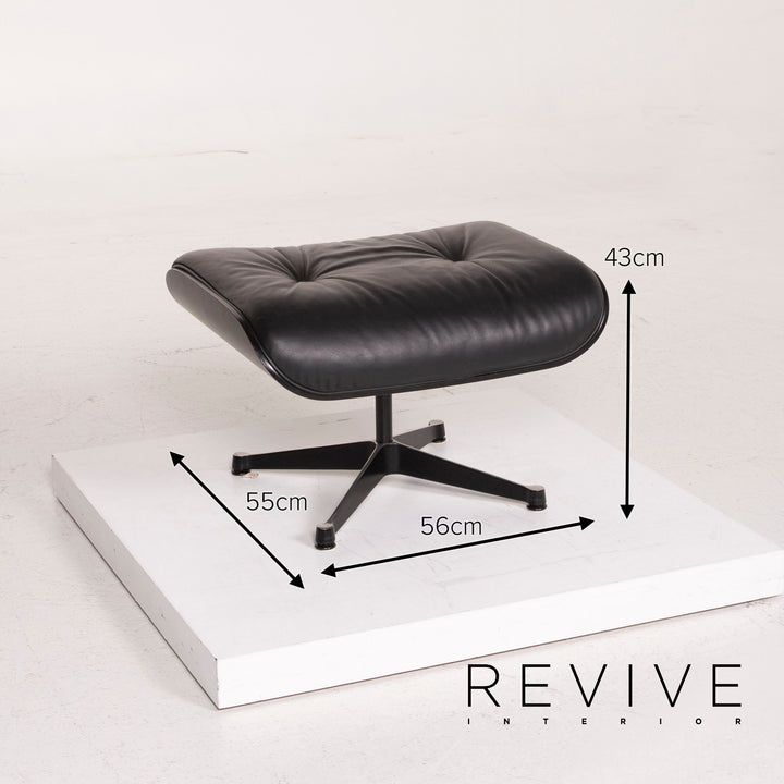 Vitra Eames Lounge Chair Leather Armchair Black with Ottoman #14836