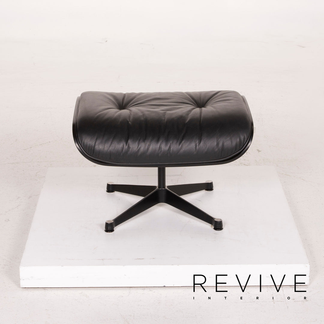 Vitra Eames Lounge Chair Leather Armchair Black with Ottoman #14836