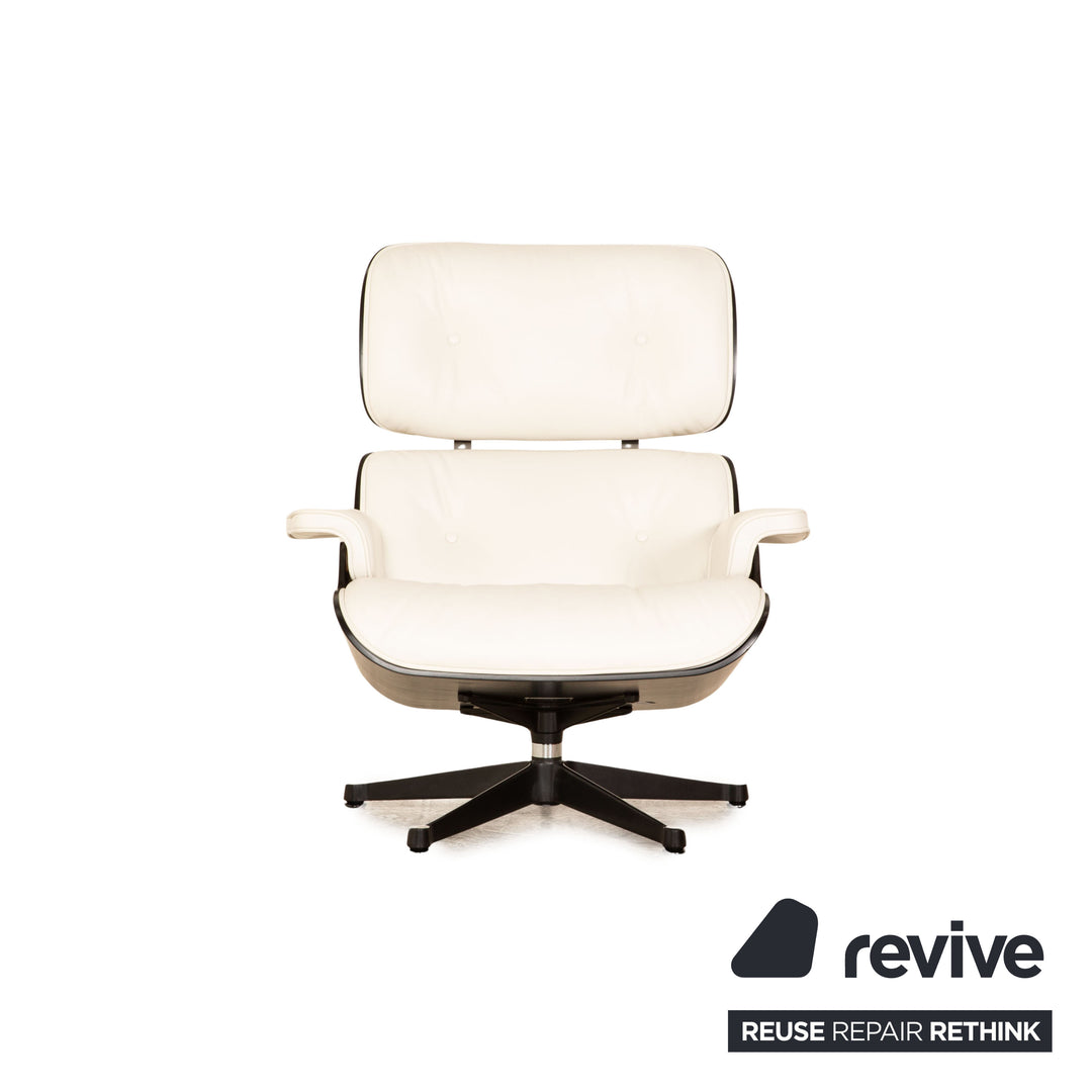 Vitra Eames Lounge Chair Leather Armchair White including Ottoman