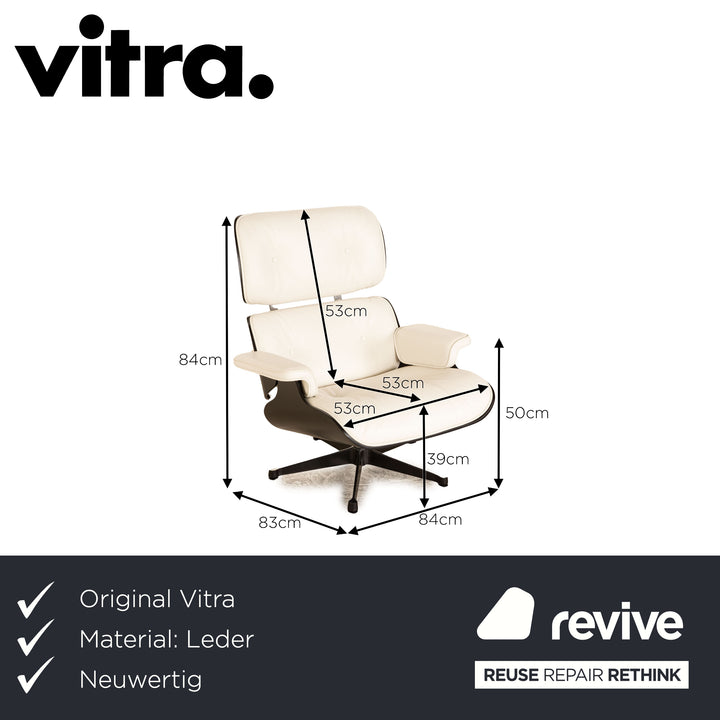 Vitra Eames Lounge Chair Leather Armchair White including Ottoman