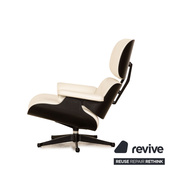 Vitra Eames Lounge Chair Leather Armchair White including Ottoman
