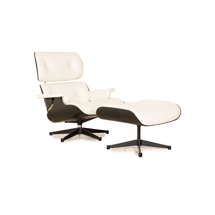 Vitra Eames Lounge Chair Leather Armchair White including Ottoman
