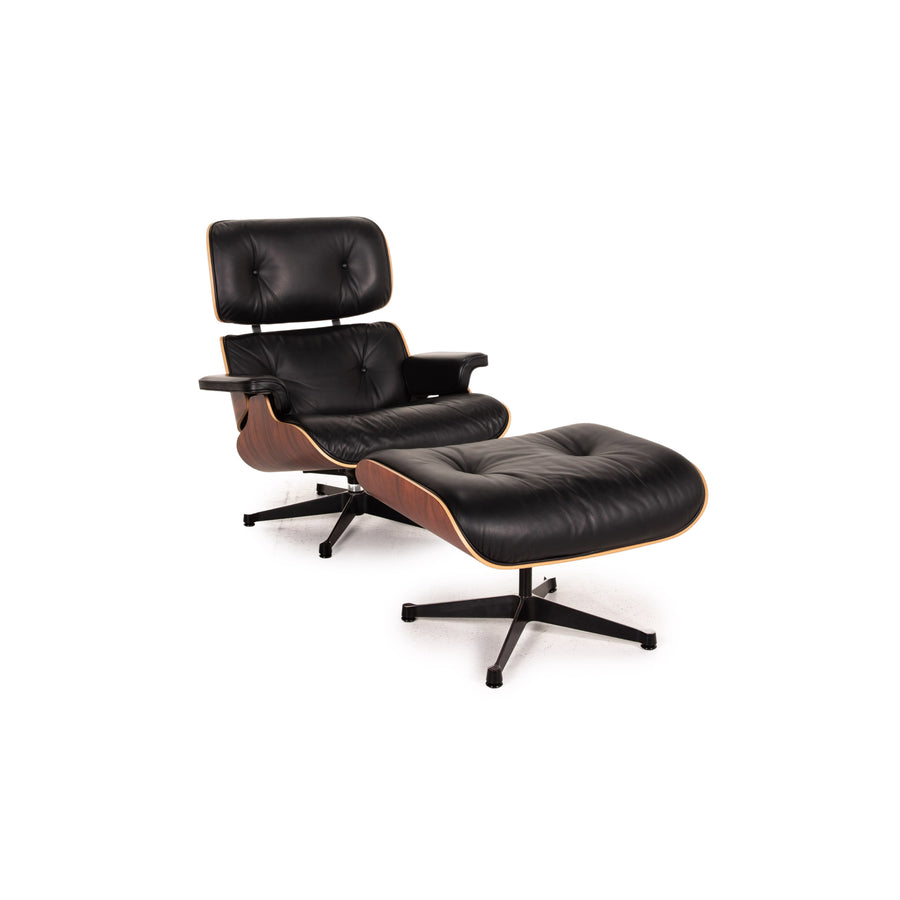 Vitra Eames Lounge Chair Sessel schwarz inkl. Hocker/ Ottoman Holz Santos Palisander