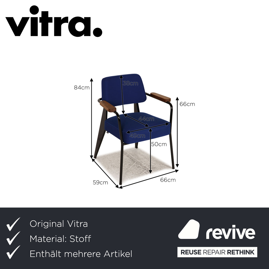 Vitra Fauteuil Direction Stoff Stuhl Garnitur Blau