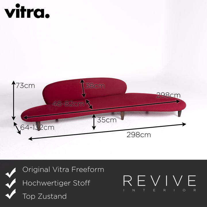 Vitra Freeform Isamu Noguchi 1946 fabric sofa wine red red four-seater couch stool #9094