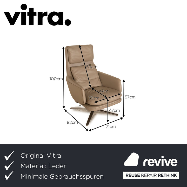 Vitra Grand Relax Leder Sessel Grau Taupe inkl. Ottoman