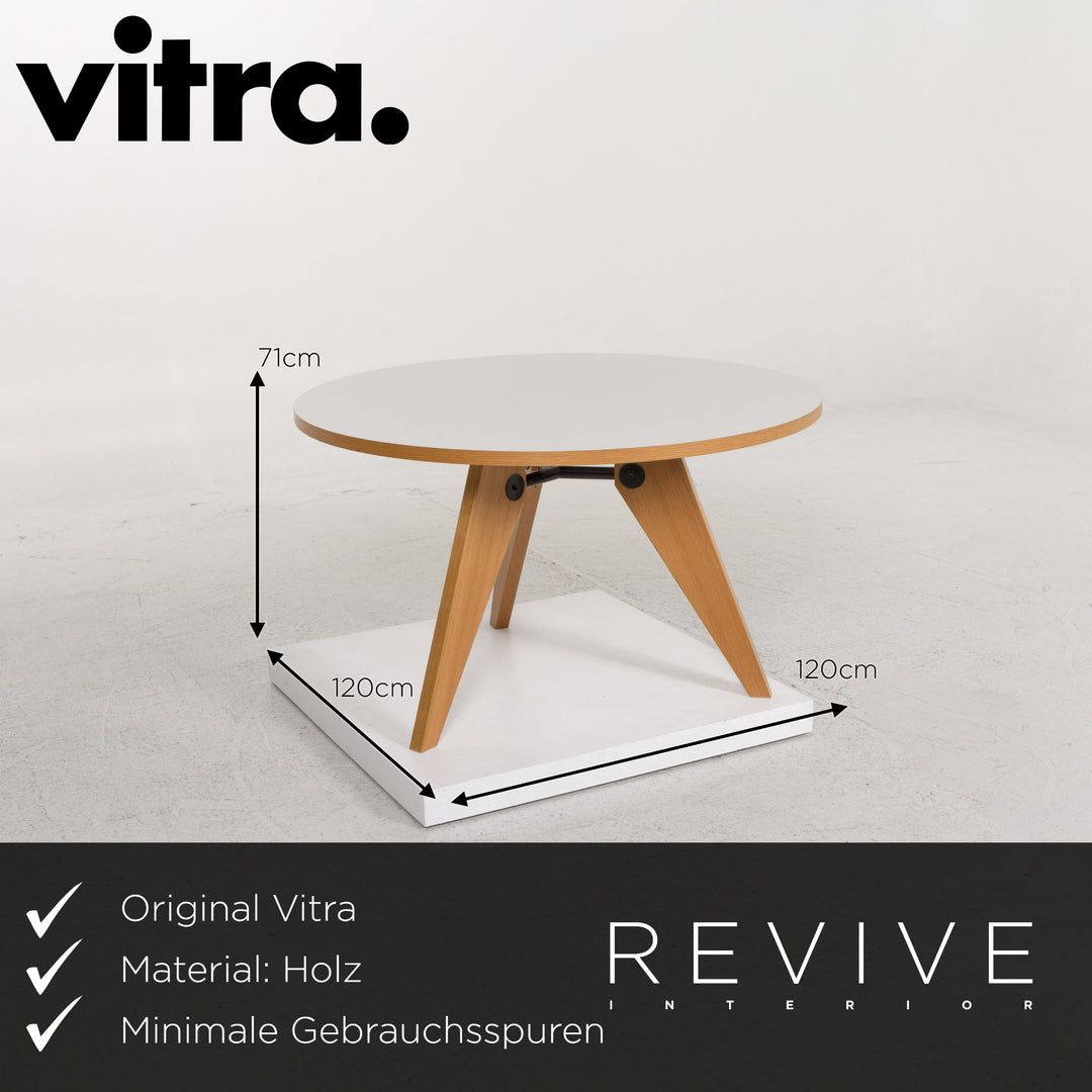 Vitra Guéridon Prouve Holz Esstisch Weiß Rund Tisch #13208