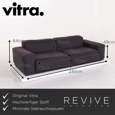 Vitra Jasper Morrison Stoff Sofa Grau Anthrazit Dreisitzer Couch #12471