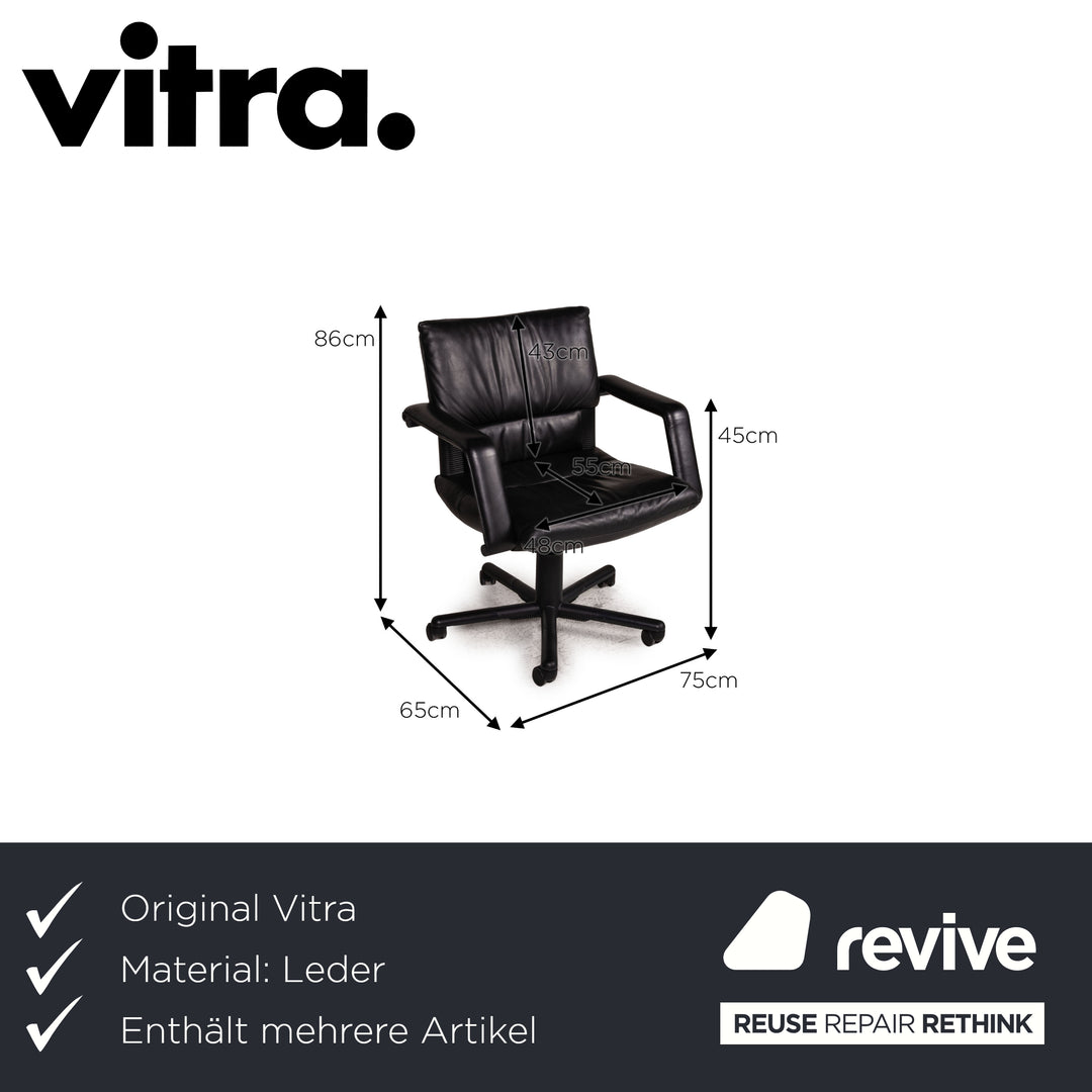Vitra Leder Stuhl Garnitur Schwarz 10x Bürostuhl