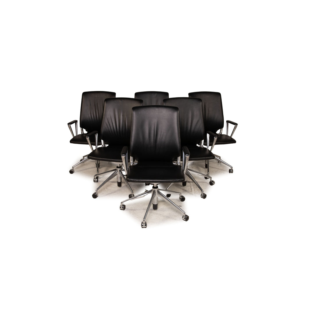 Ensemble de chaises en cuir Vitra Chaise de bureau noire