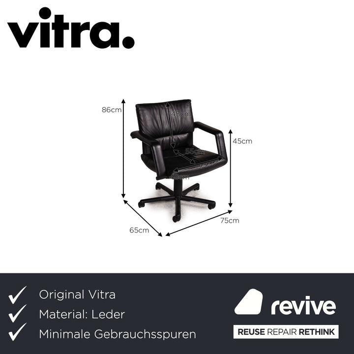 Vitra Leder Stuhl Schwarz Bürostuhl