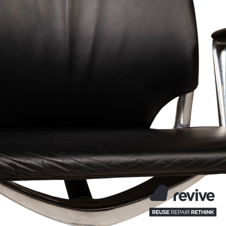 Ensemble de chaises en cuir Vitra Chaise de bureau noire