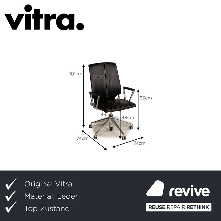 Vitra Leder Stuhl Schwarz Bürostuhl