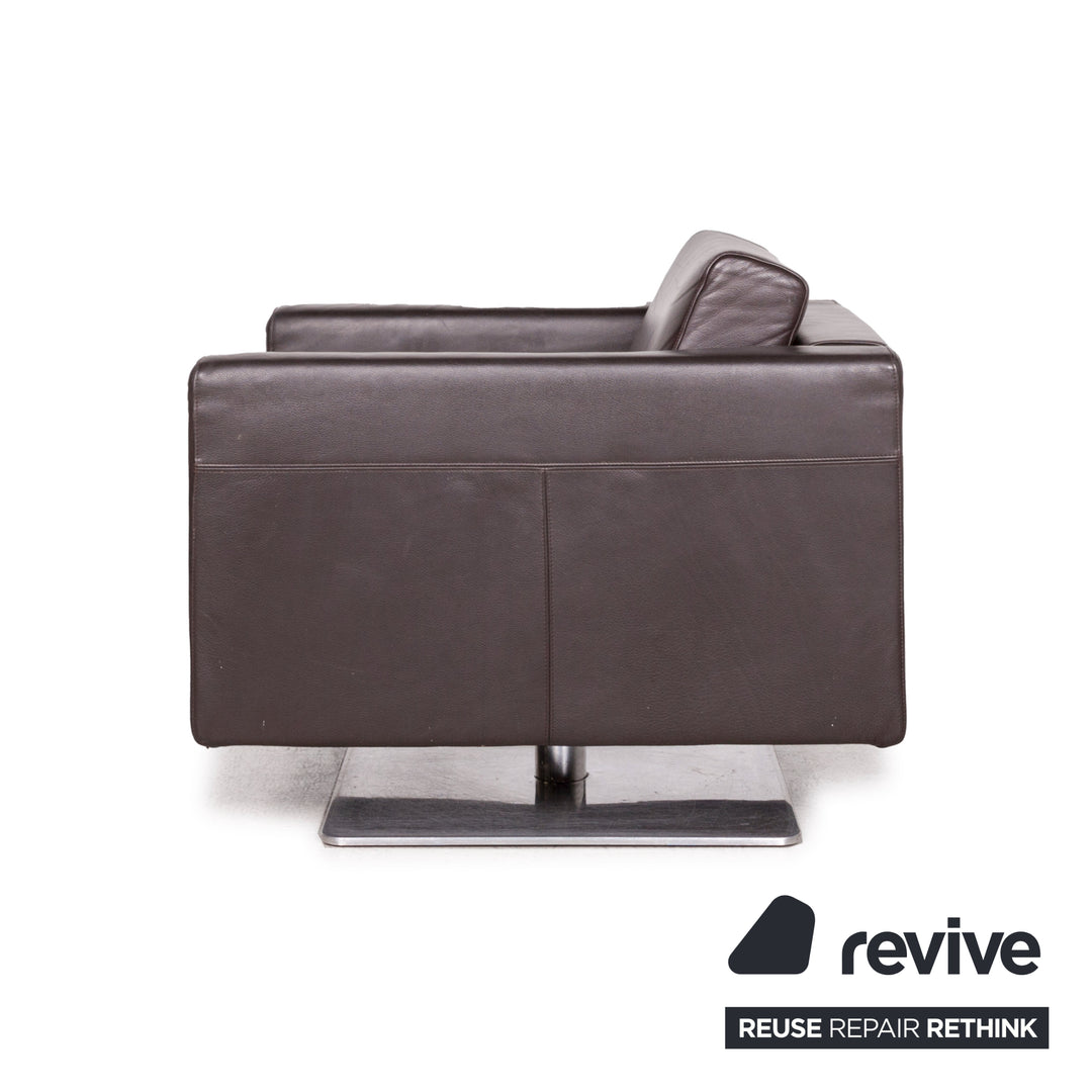 Vitra Park Leder Sessel Dunkelbraun Braun Massivholz