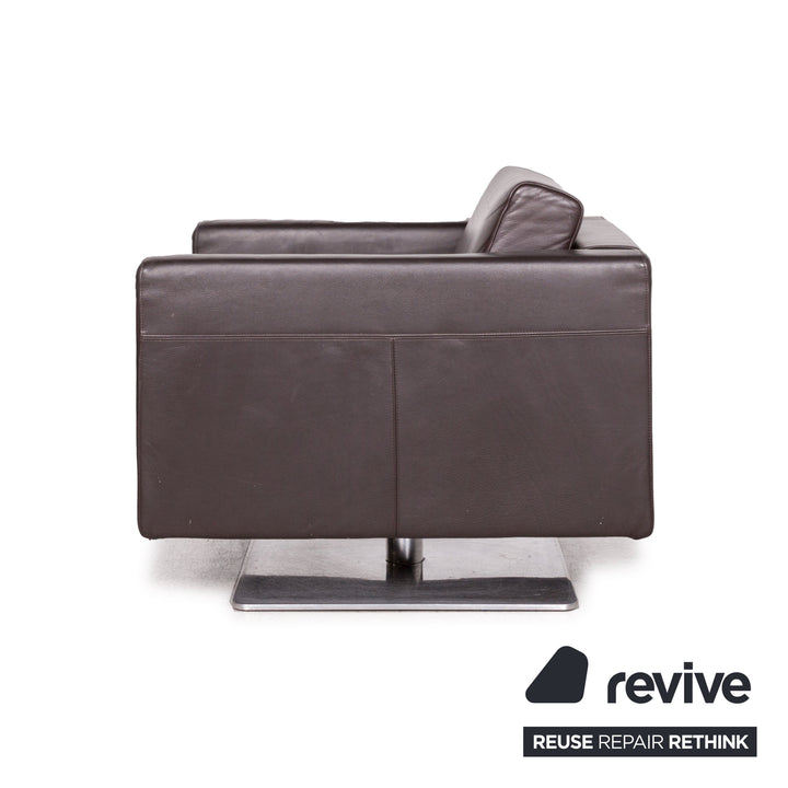 Vitra Park Leder Sessel Dunkelbraun Braun Massivholz