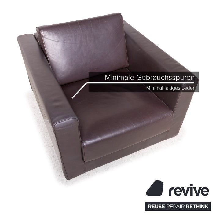 Vitra Park Leder Sessel Dunkelbraun Braun Massivholz