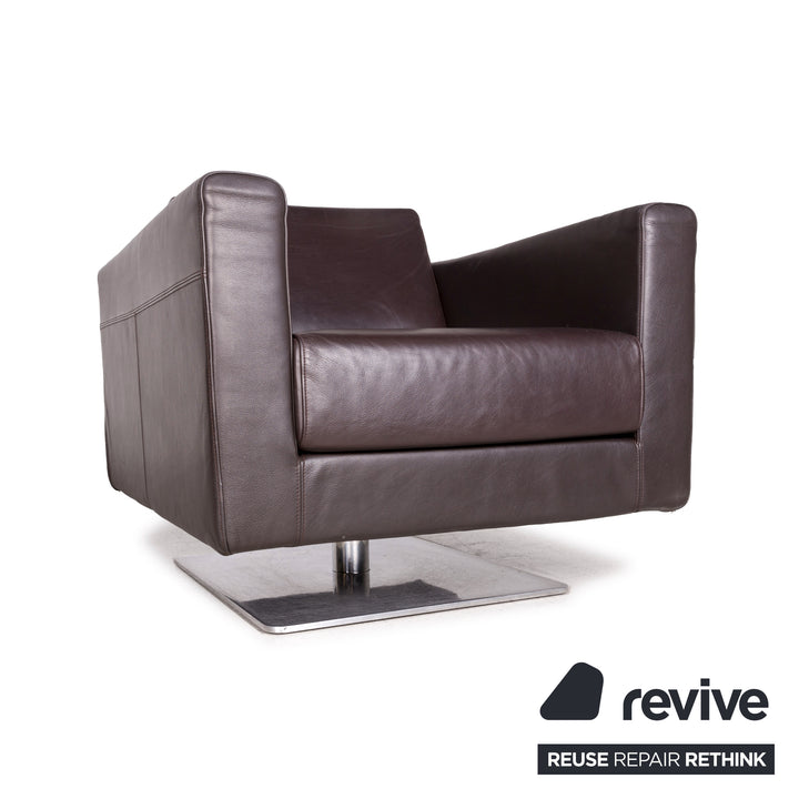 Vitra Park Leder Sessel Dunkelbraun Braun Massivholz