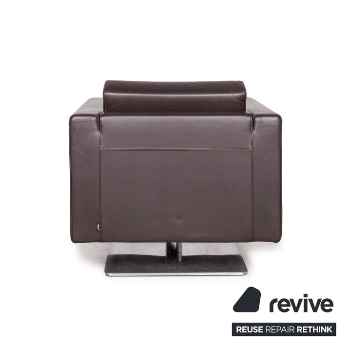 Vitra Park Leder Sessel Dunkelbraun Braun Massivholz