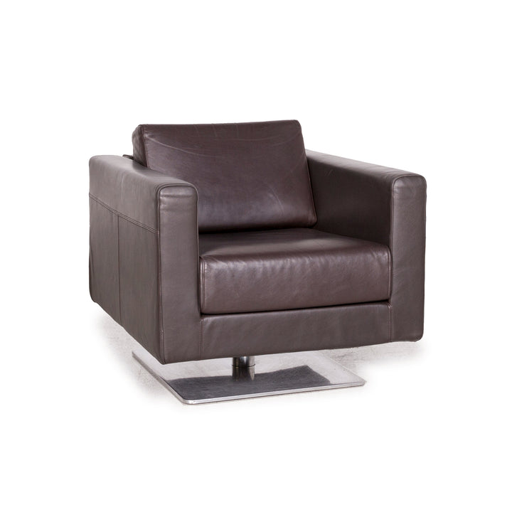 Vitra Park Leder Sessel Dunkelbraun Braun Massivholz