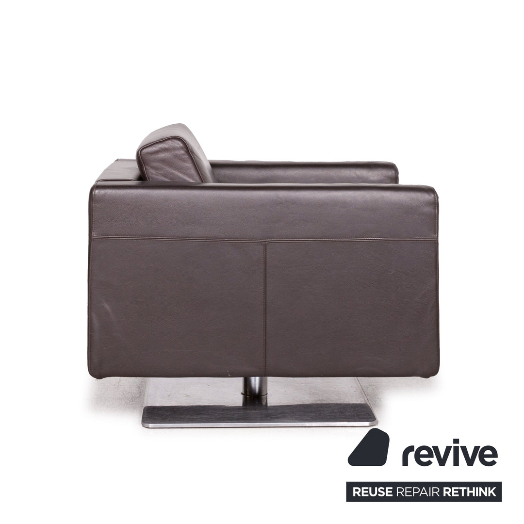 Vitra Park Leder Sessel Dunkelbraun Braun Massivholz