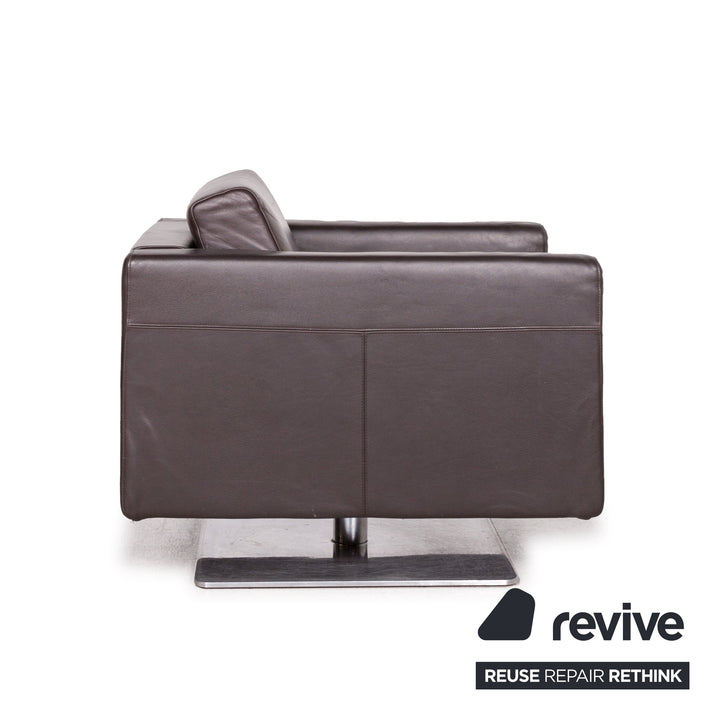 Vitra Park Leder Sessel Dunkelbraun Braun Massivholz