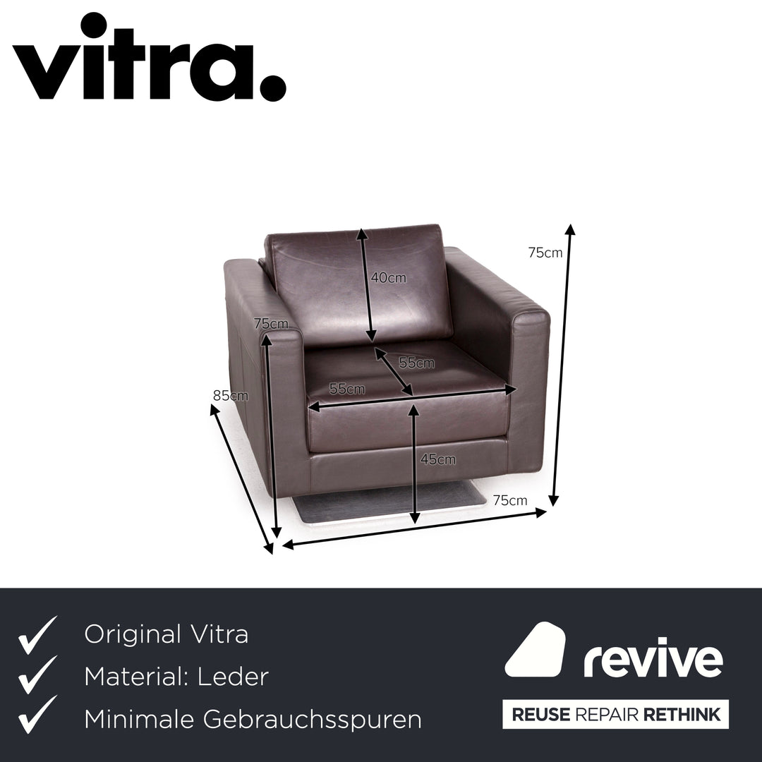 Vitra Park Leder Sessel Dunkelbraun Braun Massivholz