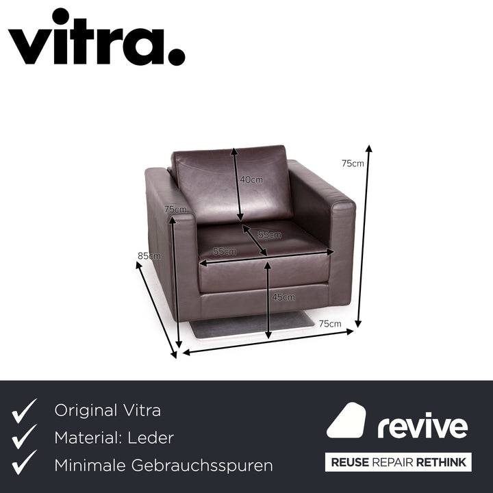 Vitra Park Leder Sessel Dunkelbraun Braun Massivholz
