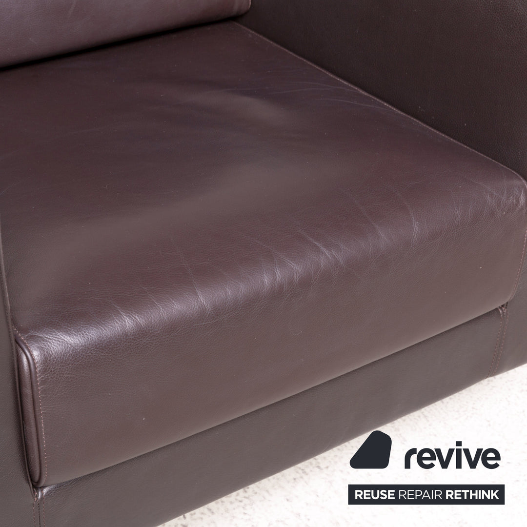 Vitra Park Leder Sessel Dunkelbraun Braun Massivholz