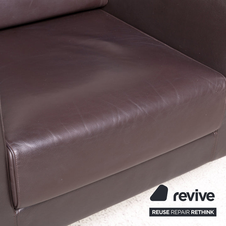 Vitra Park Leder Sessel Dunkelbraun Braun Massivholz