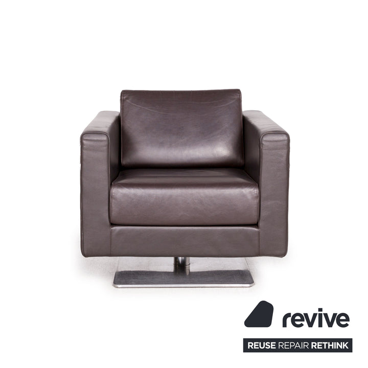 Vitra Park Leder Sessel Dunkelbraun Braun Massivholz